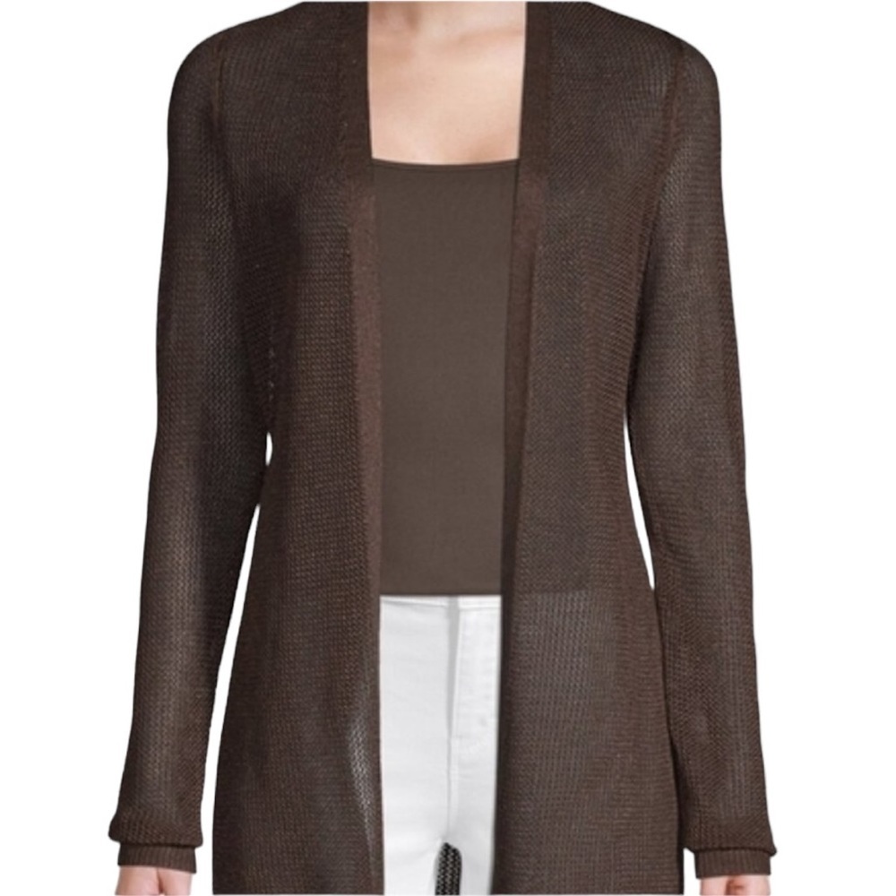 White House Black Market Women’s Open Knit Net Shimmer Cardigan Size XS Brown